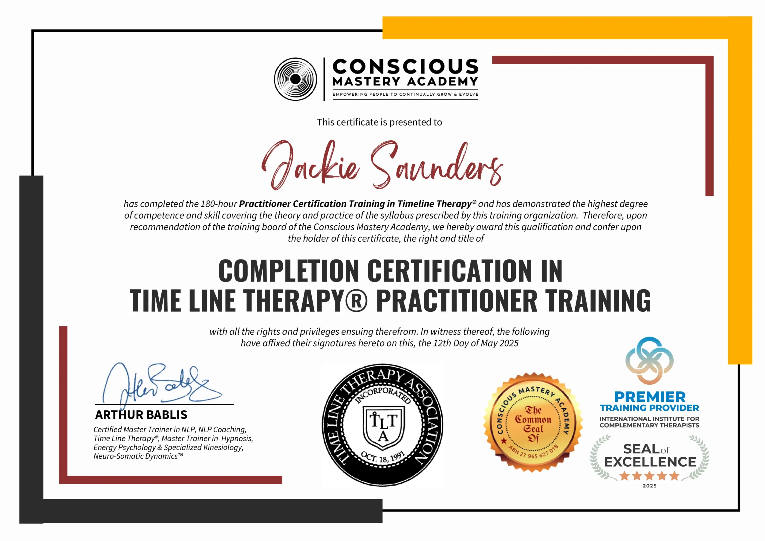 Jackie Saunders - PPCert2025 Conscious Mastery Certification in Positive Psychology